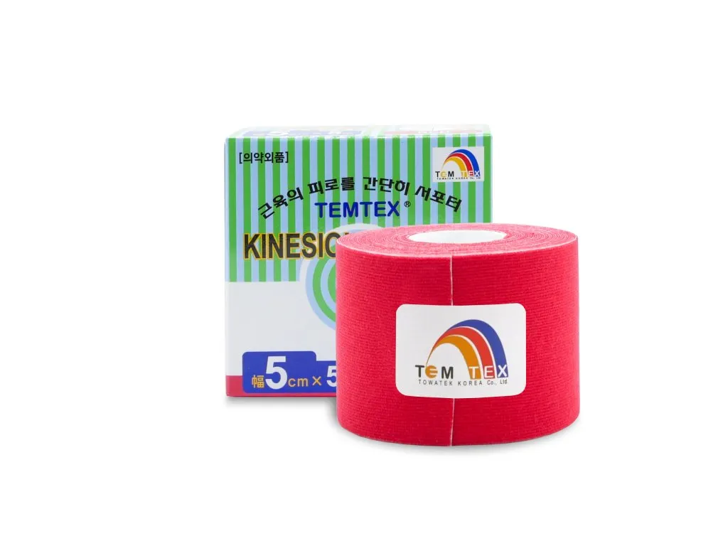 Temtex kinesio tape Classic, červená tejpovacia páska 5cm x 5m 1×1 ks, tejpovacia páska
