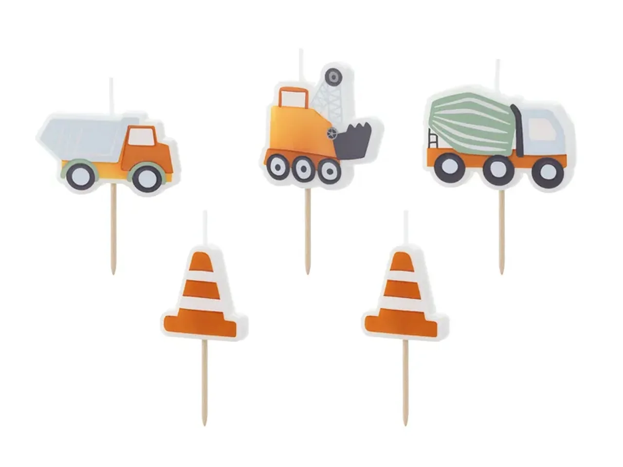 Narodeninové sviečky Road Works – sada 3 ks, výška 4,5–5 cm