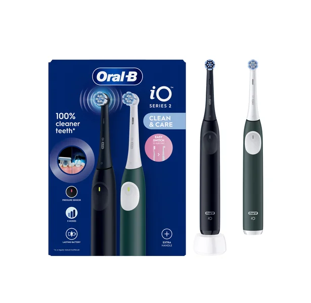 Oral-B iO 2 elektrická zubná kefka, duo čierna+lesná zelená 1 ks