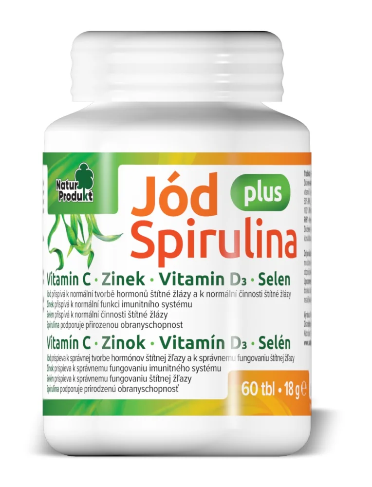 Naturprodukt Jód plus Spirulina + vitamín C, D3 + zinok + selén 60 tbl
