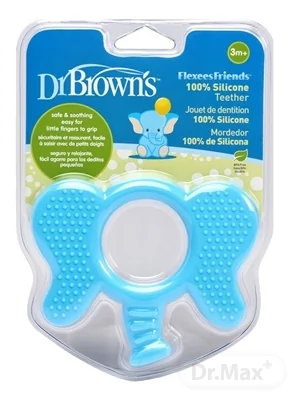Dr.BROWN´S HRYZADLO FLEXEES FRIENDS 1×1 ks, 3M+, modré, slon