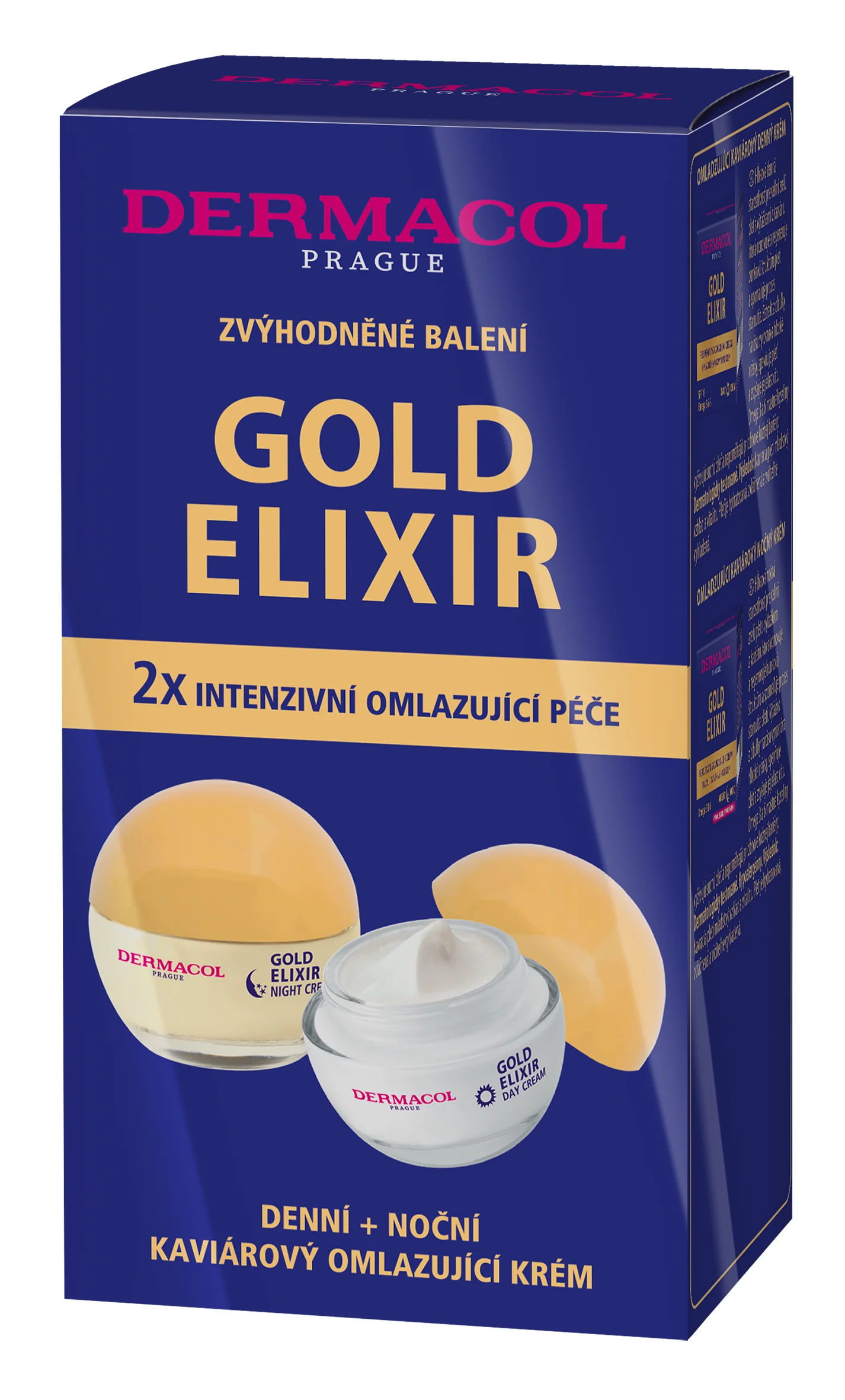 Dermacol Duopack Gold Elixir denný + nočný krém 1×50 + 50 ml, denný a nočný krém