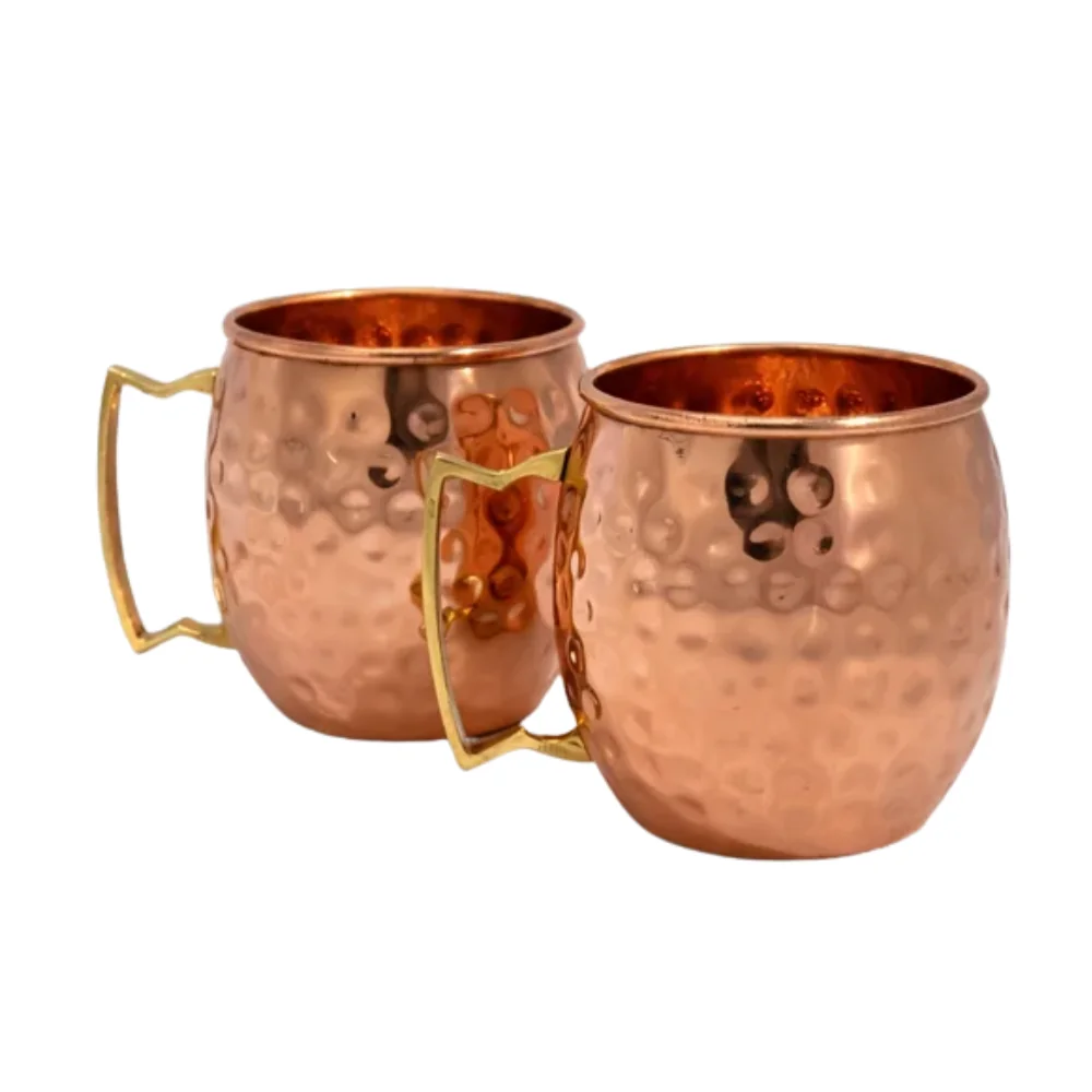 Sada 2 tepaných hrnčekov z čistej medi – 2 x 470 ml
