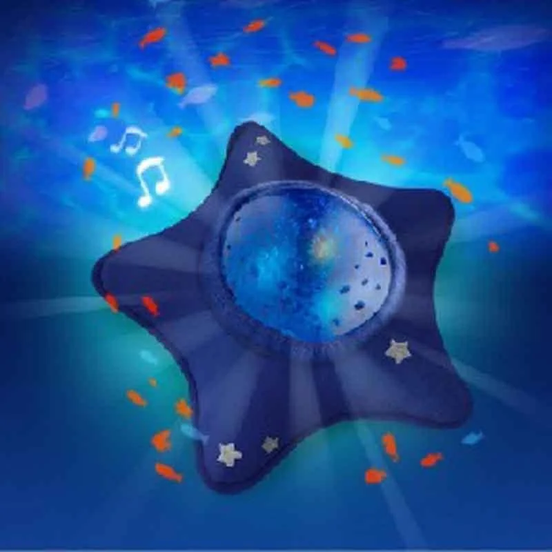 Upokojujúci projektor morského dna s melódiami a bielym šumom Calm Ocean Blue