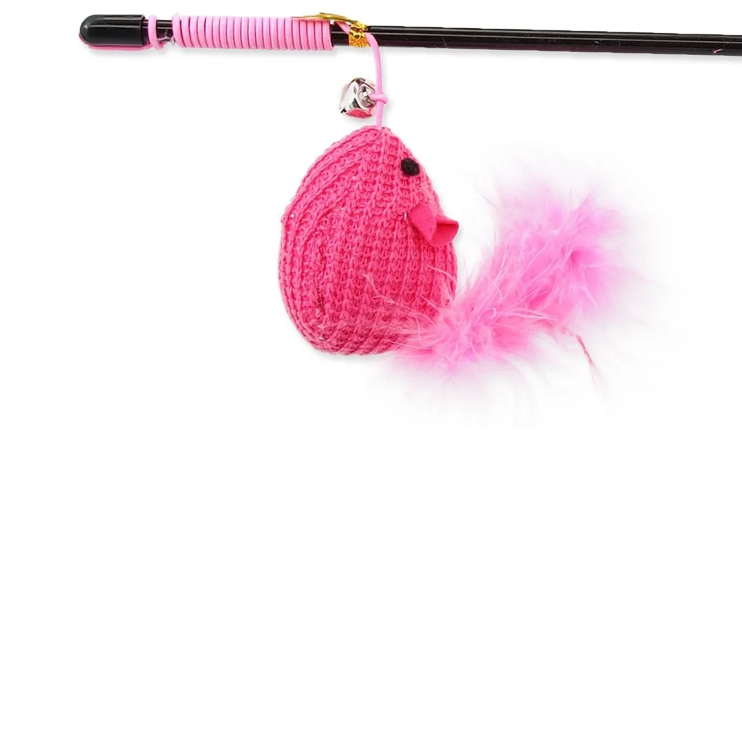 Hračka Magic Cat palička myška bavlna s catnipom 9cm+45cm 24ks
