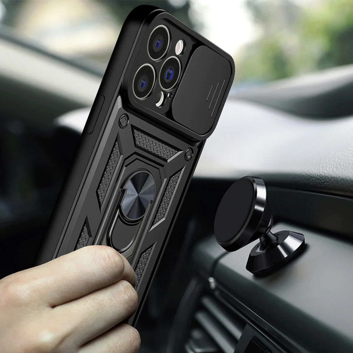 MG Hybrid Armor Camshield kryt na iPhone 14 Pro Max, čierny