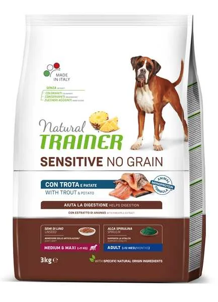 Natural Trainer Sensitive Dog No Grain M/M Pstruh 3kg 1×3 kg