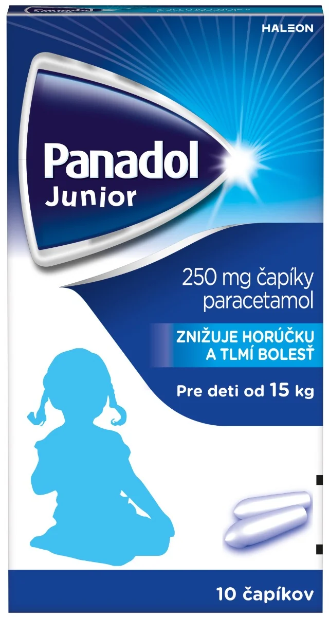 Panadol Junior čapíky 250 mg 1x10 ks, od 15kg+, proti horúčke a bolesti zúbkov u detí