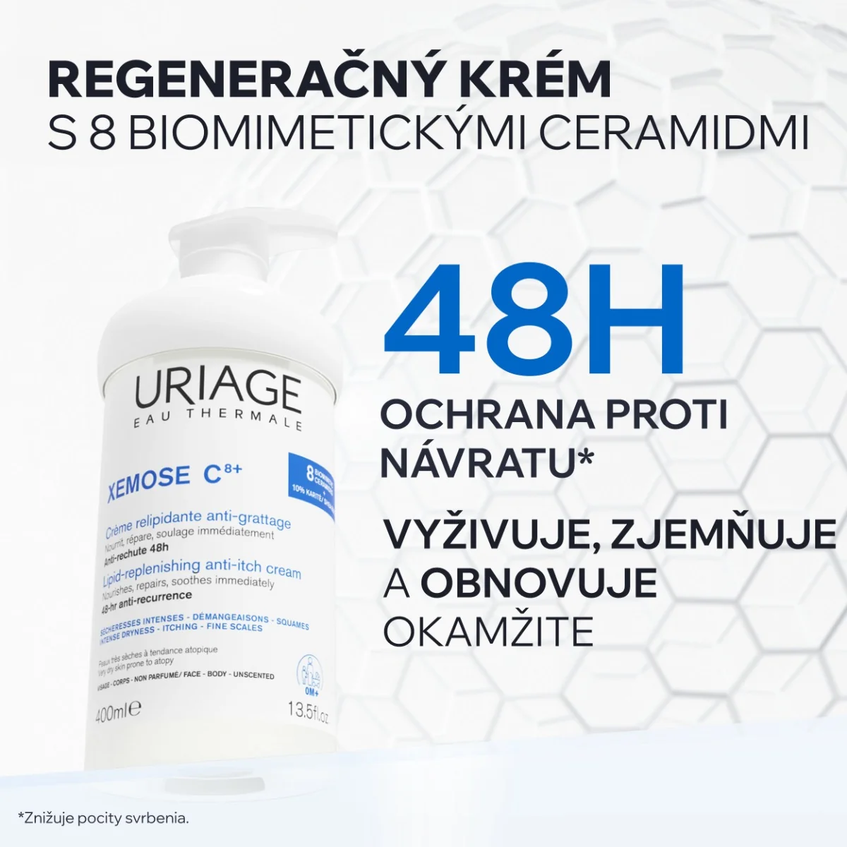 URIAGE XÉMOSE C8+ Lipid-Replenishing Anti-Irritation Cream, 400ml 1×400 ml, telový krém pre suchú a atopickú pokožku