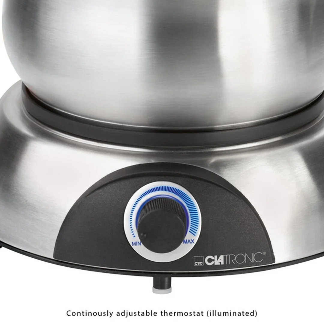 Clatronic FD 3783 elektrická nerezová fondue súprava pre 8 osôb, 1,2 l