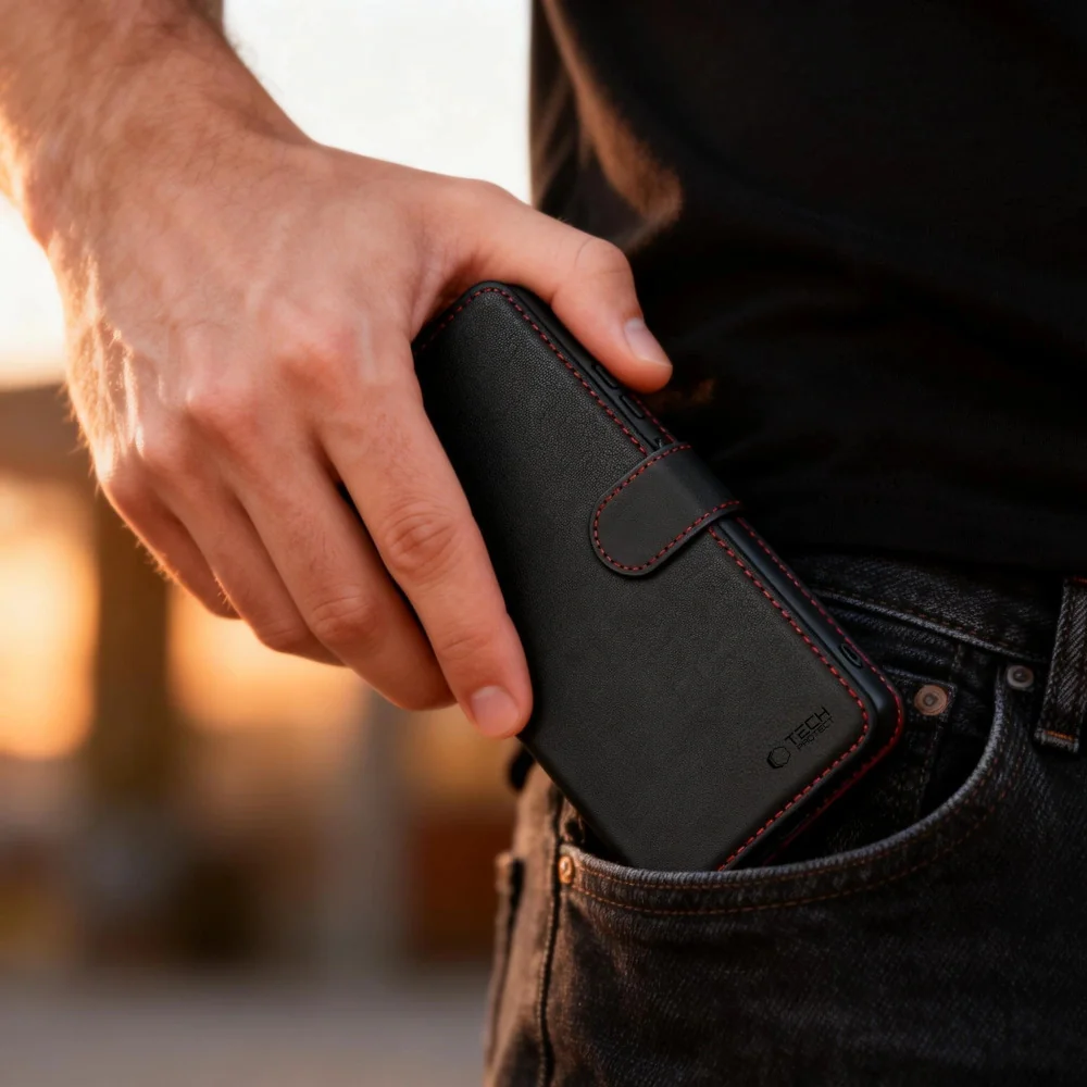 Tech-Protect Wallet knižkové puzdro na Samsung Galaxy S26 Ultra, čierne/červené e/červené