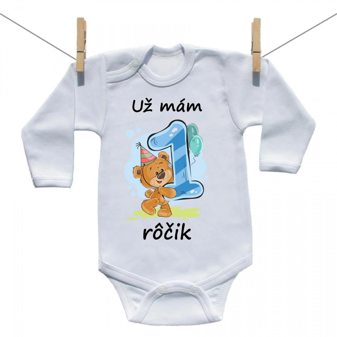 Boodyy Body s dlhým rukávom Už mám 1 rôčik Medvedík Chlapec Veľkosť: 74