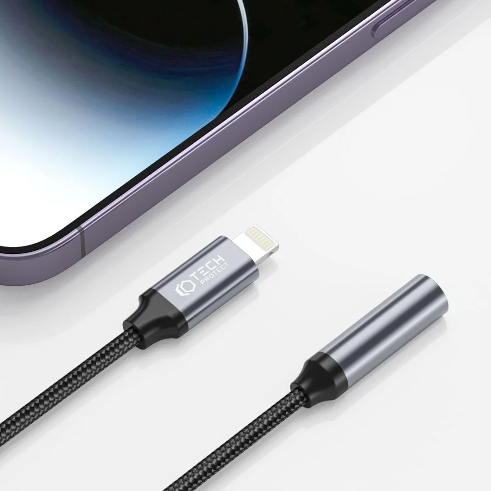 Tech-Protect Ultraboost adaptér Lightning / 3.5mm mini jack, čierny 