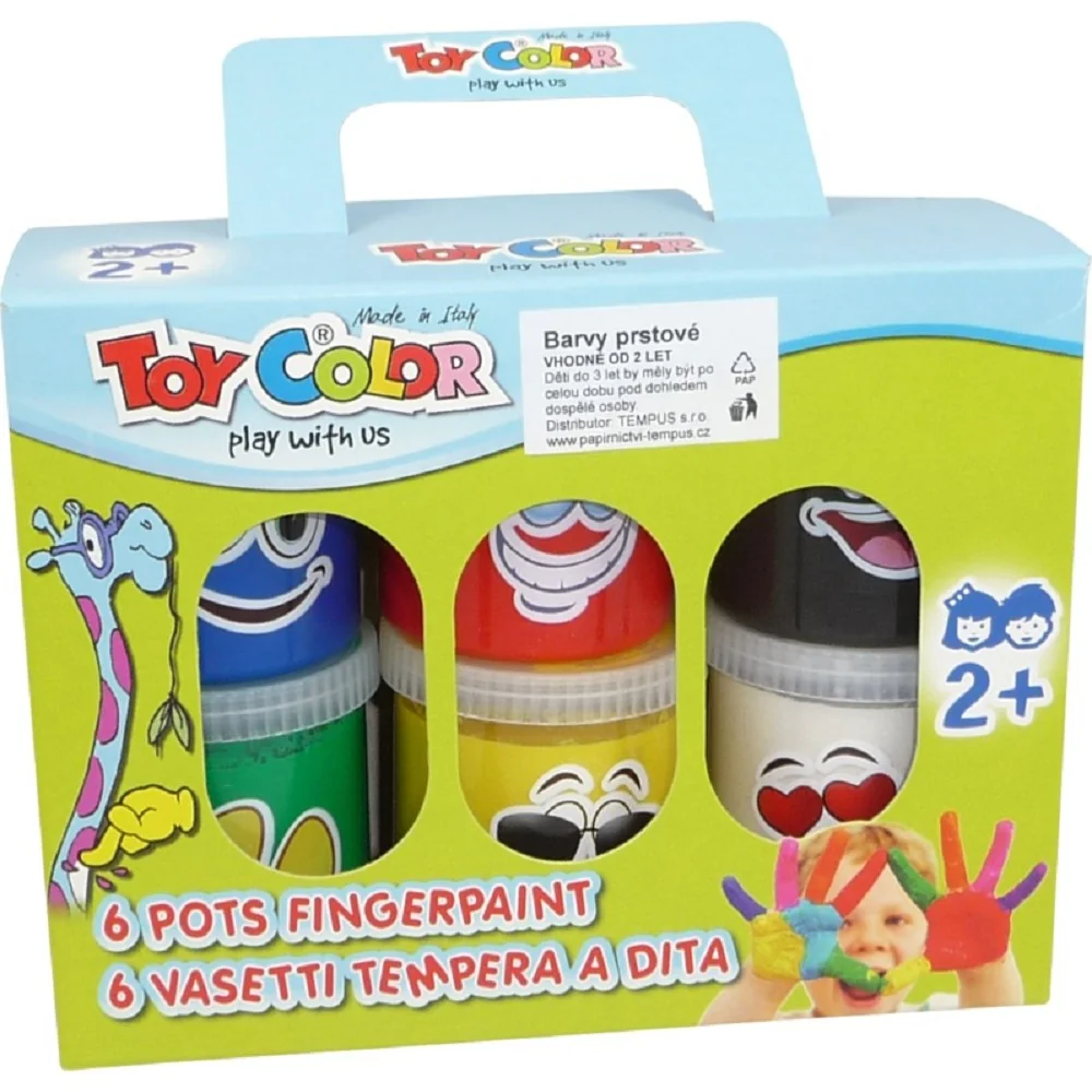Prstové farby v téglikoch 80 ml 6 ks Sada 6 farieb