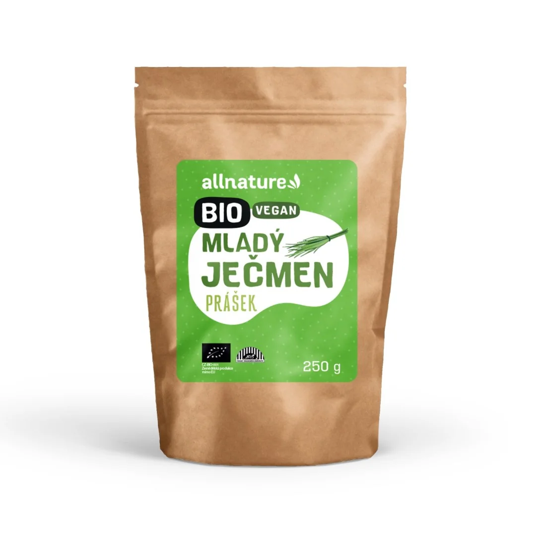 ALLNATURE mladý jačmeň PVL BIO 1×250g, výživový doplnok na detoxikáciu tela