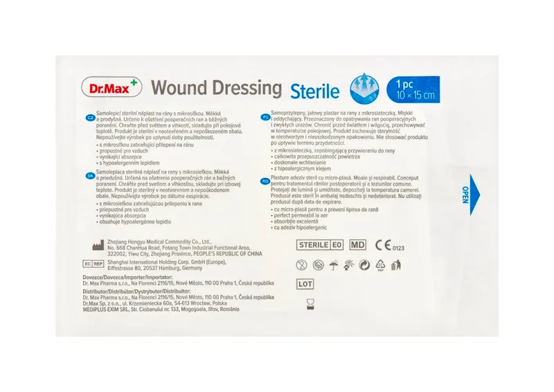 Dr. Max Wound Dressings Sterile 10x15 cm 1×1 ks, samolepiaca sterilná náplasť na rany