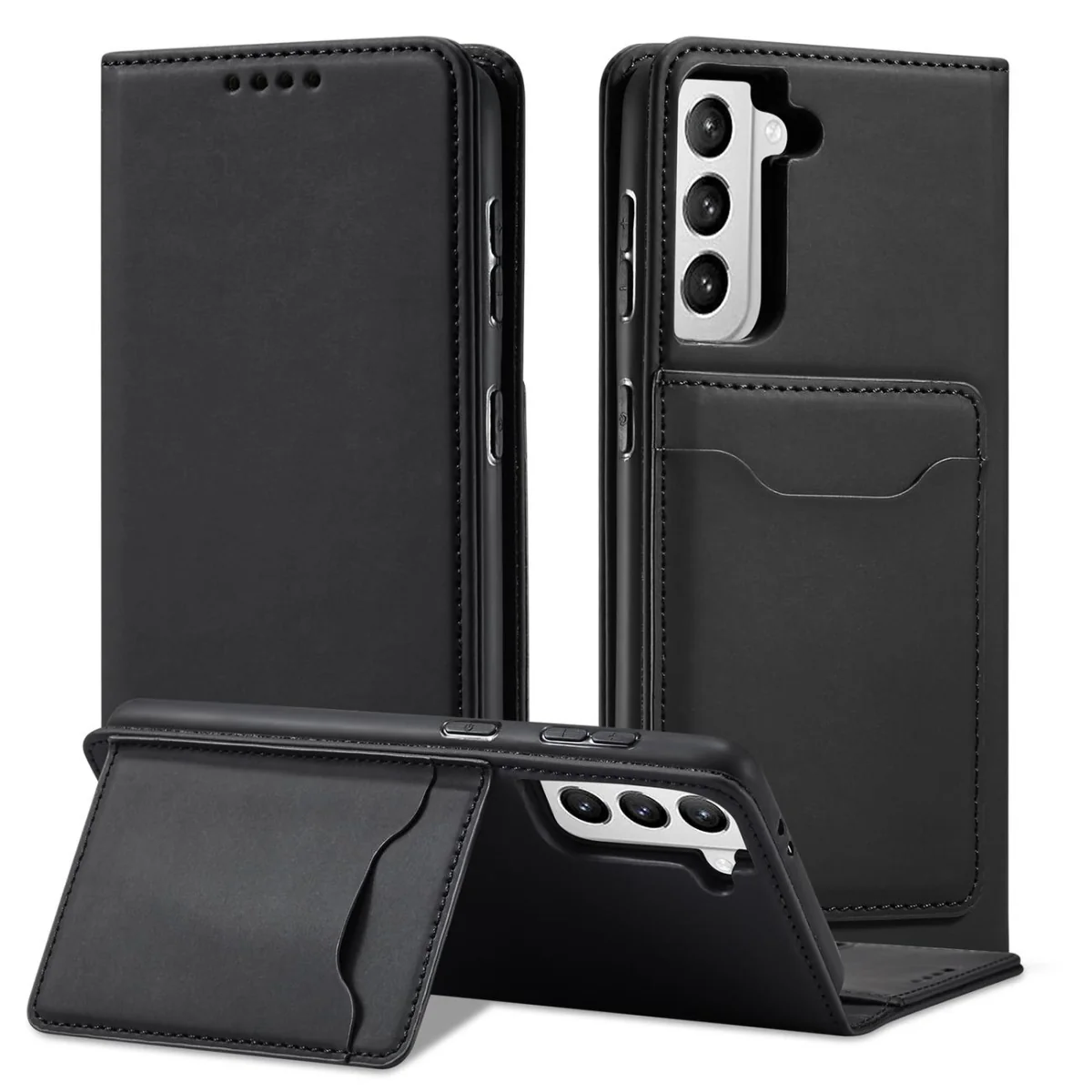 MG Magnet Card knižkové kožené puzdro na Samsung Galaxy S22 Plus, čierne ne