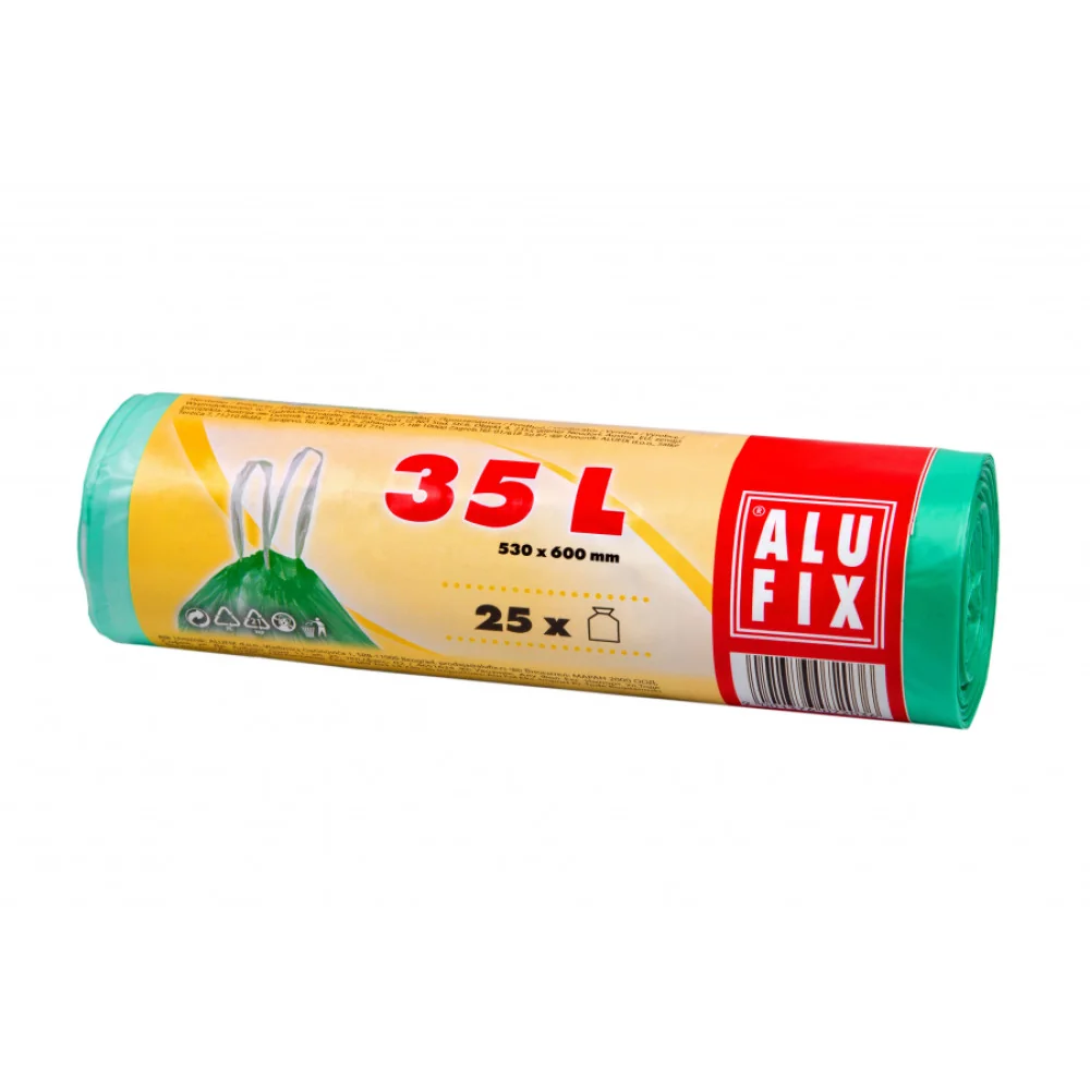 ALUFIX Sáčky do koša zaťahovacie zelené 35 l 25 ks 53x60 cm 14 mi