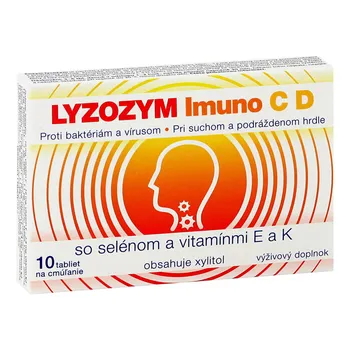 LYZOZYM Imuno C D so selénom a vitamínmi E a K 10 tbl. na cmúľanie 1×10 tbl, výživový doplnok