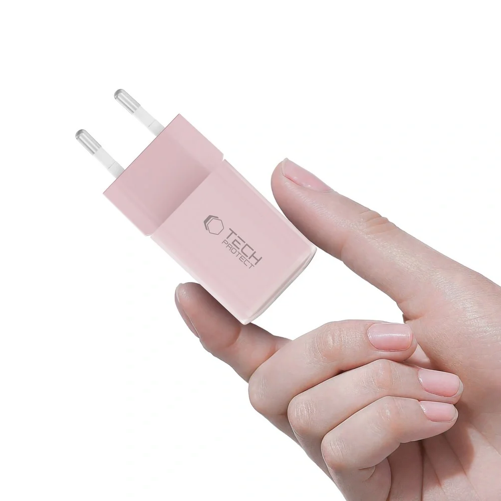 Tech-Protect NCM33W sieťová nabíjačka USB / USB-C 33W PD QC, svetloružová ová