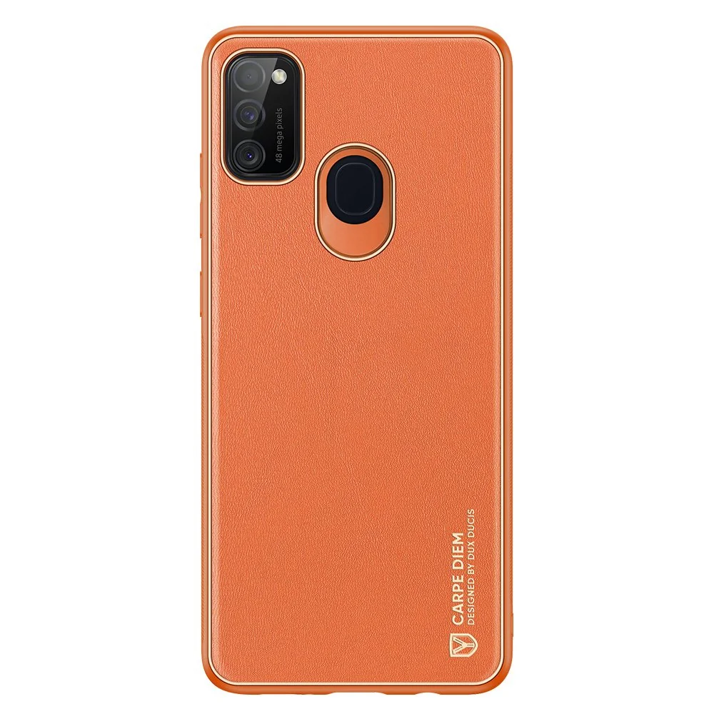DUX DUCIS Yolo kožený kryt na Samsung Galaxy M30s, oranžový