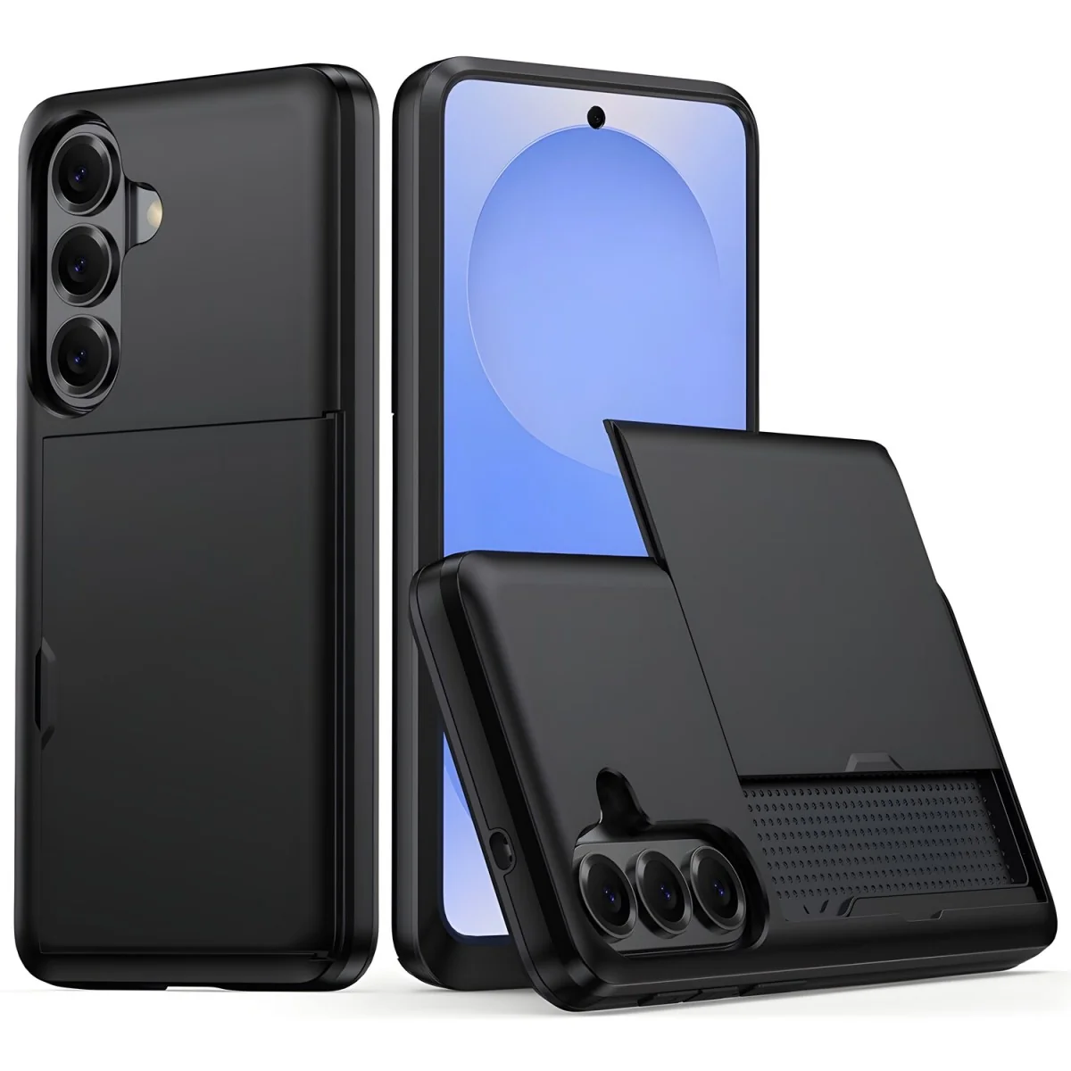 Puzdro s posuvným držiakom na karty pre Samsung Galaxy A37 5G, čierna