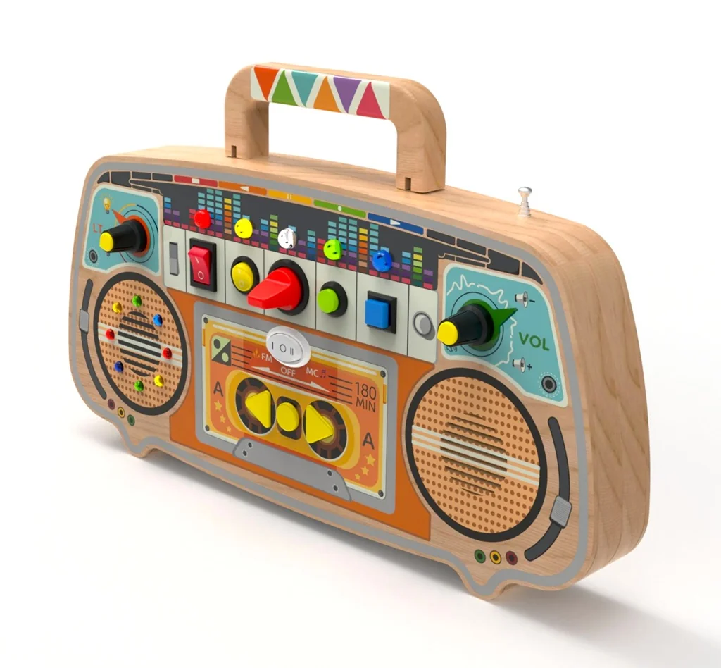 Montessori Activity board Drevené FM rádio