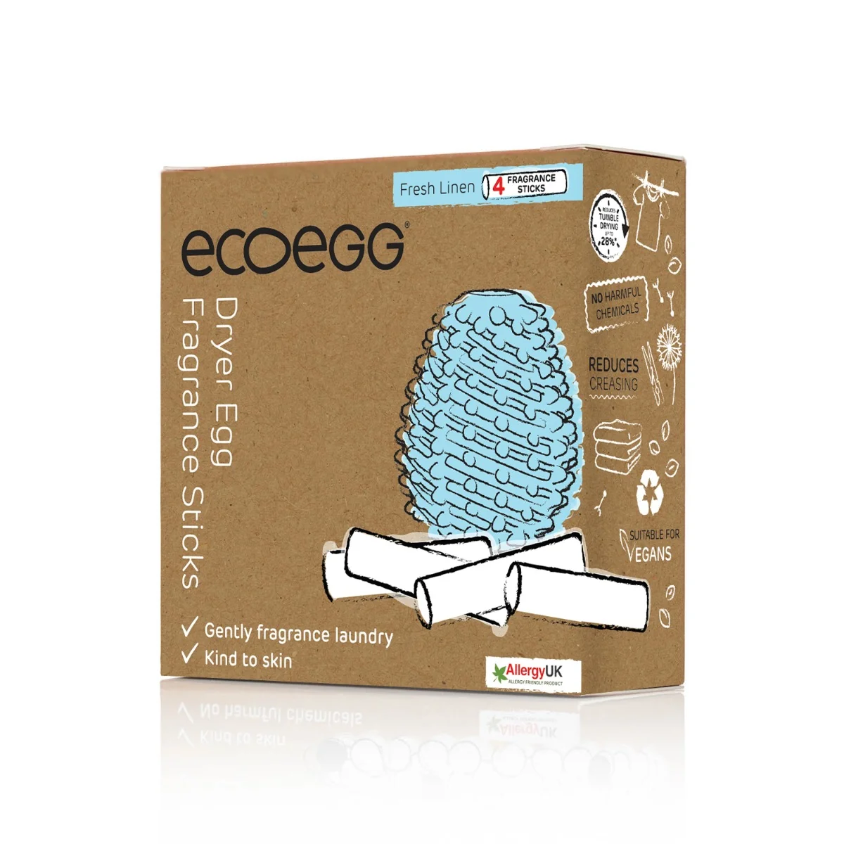 Ecoegg Náplň do vajíčka do sušičky prádla bavlna 1×4 ks, náhradné voňavé tyčinky