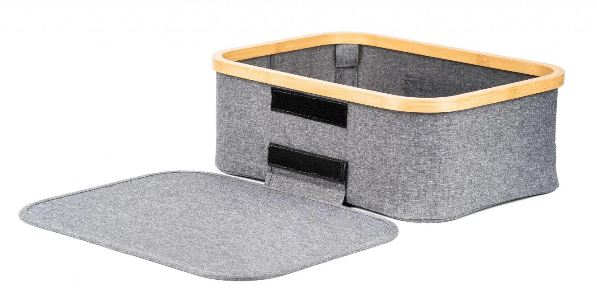 Úložný box G21 40 x 30 x 15 cm, bambusový s vekom, sivý UBG21BAM003-1G