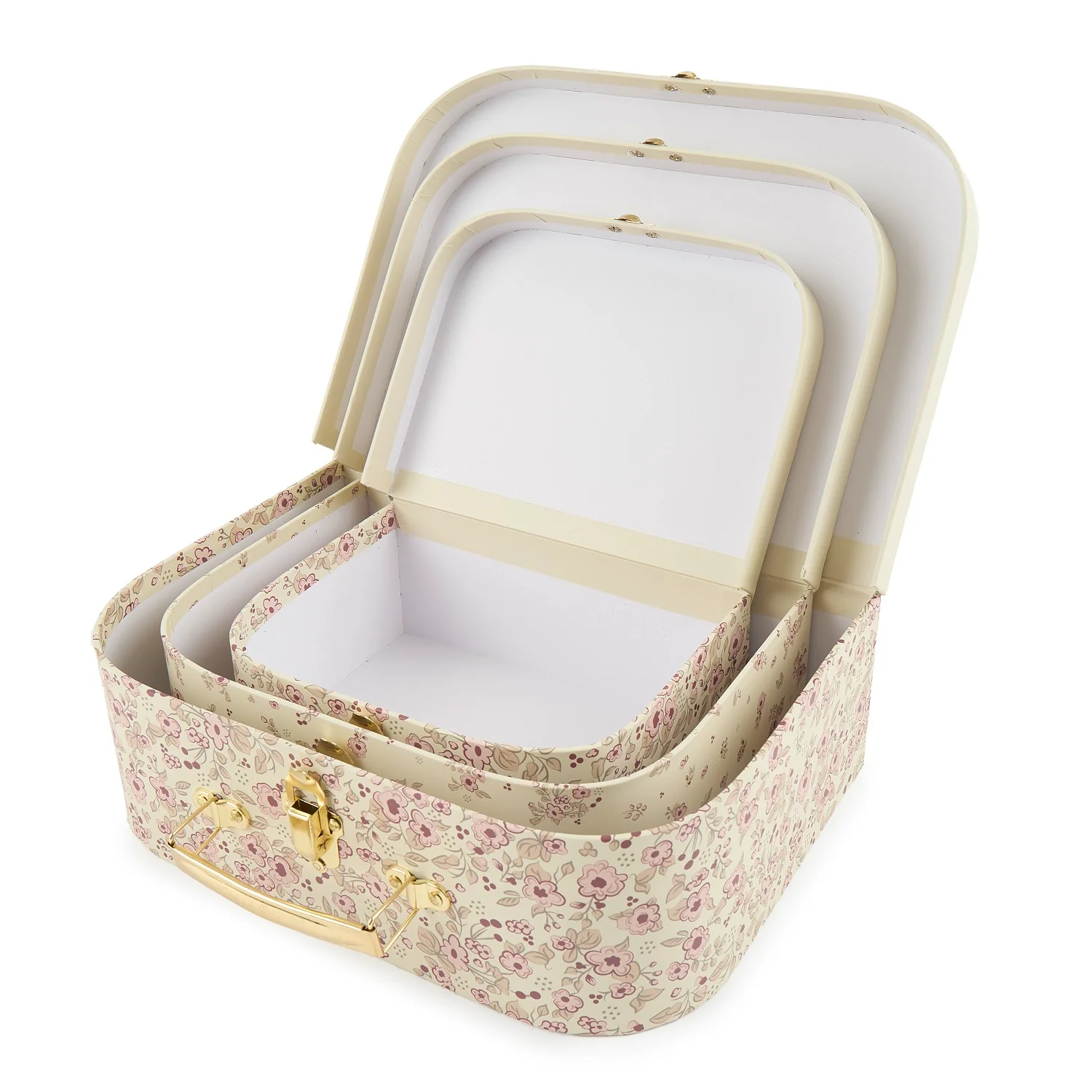Bieco - Súprava troch kartónových kufríkov - jelenček Ella - vintage flowers
