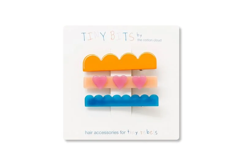 THE COTTON CLOUD Set 3 sponiek do vlasov Waves Heart 1×3 ks, sponky do vlasov