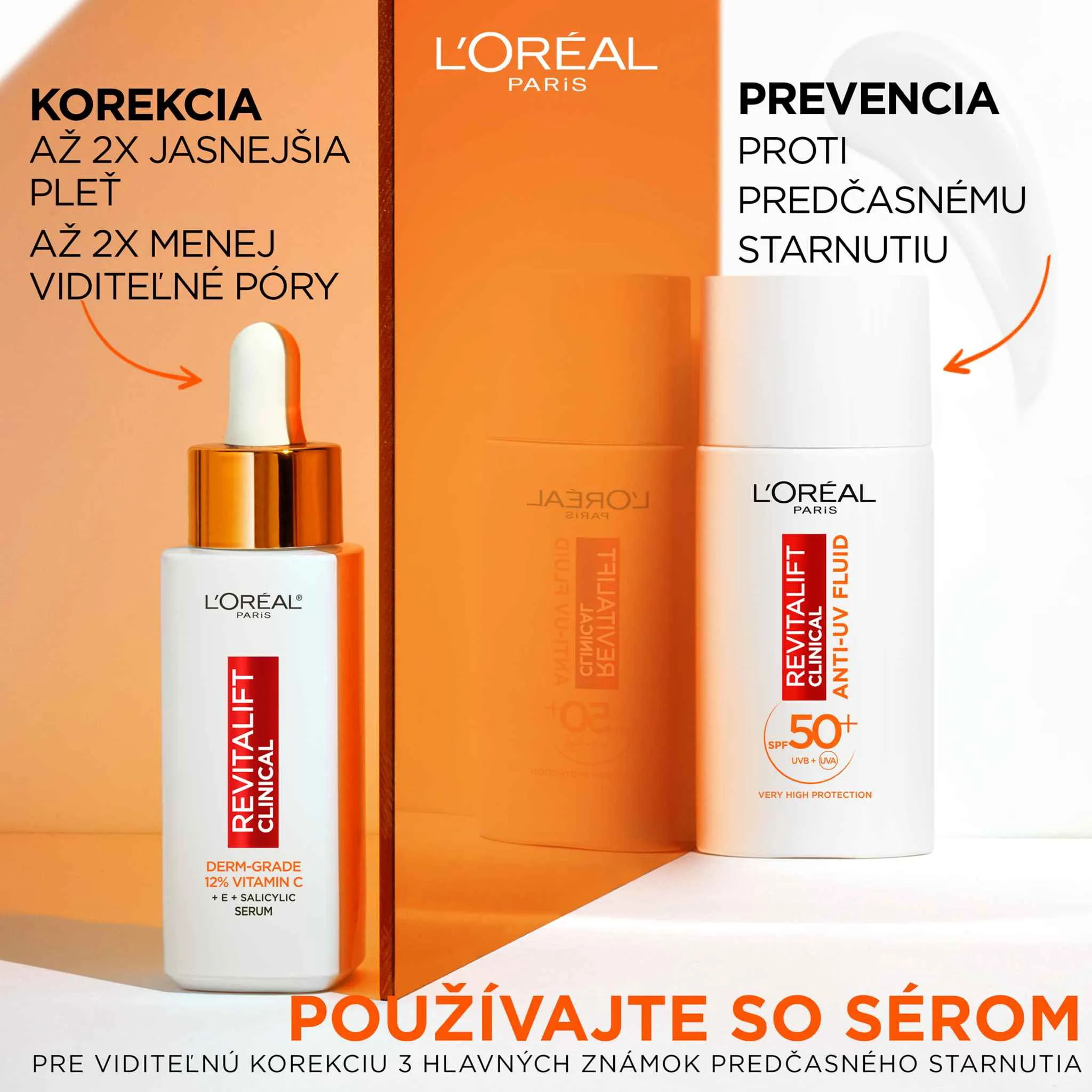 L'Oréal Paris Revitalift Clinical denný anti-UV fluid s veľmi vysokou ochranou s SPF50+ a vitamínom C, 50 ml 1×50 ml, anti-UV fluid