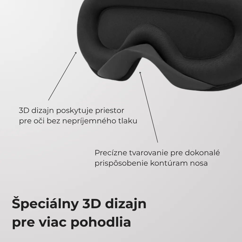 3D maska na spanie – úplná tma a maximálne pohodlie