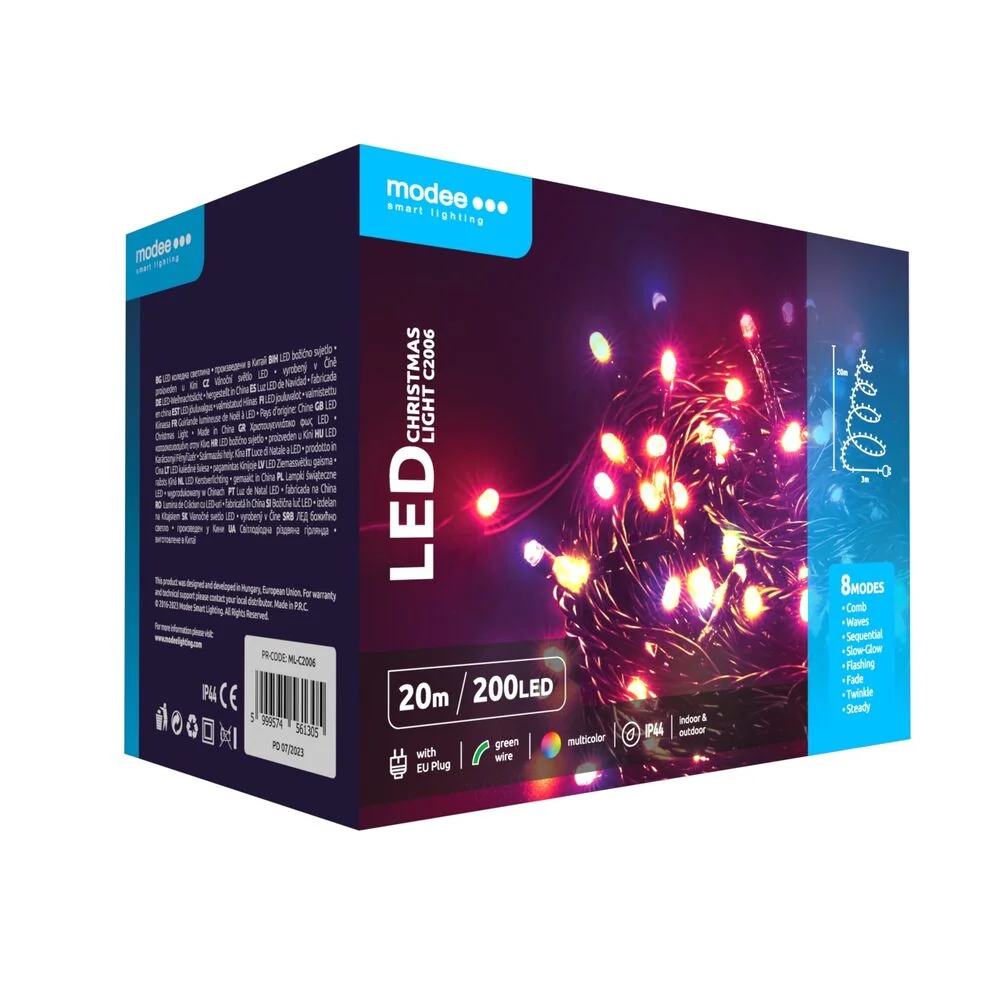 Modee Lighting LED vianočná reťaz 200 LED 20m multicolor