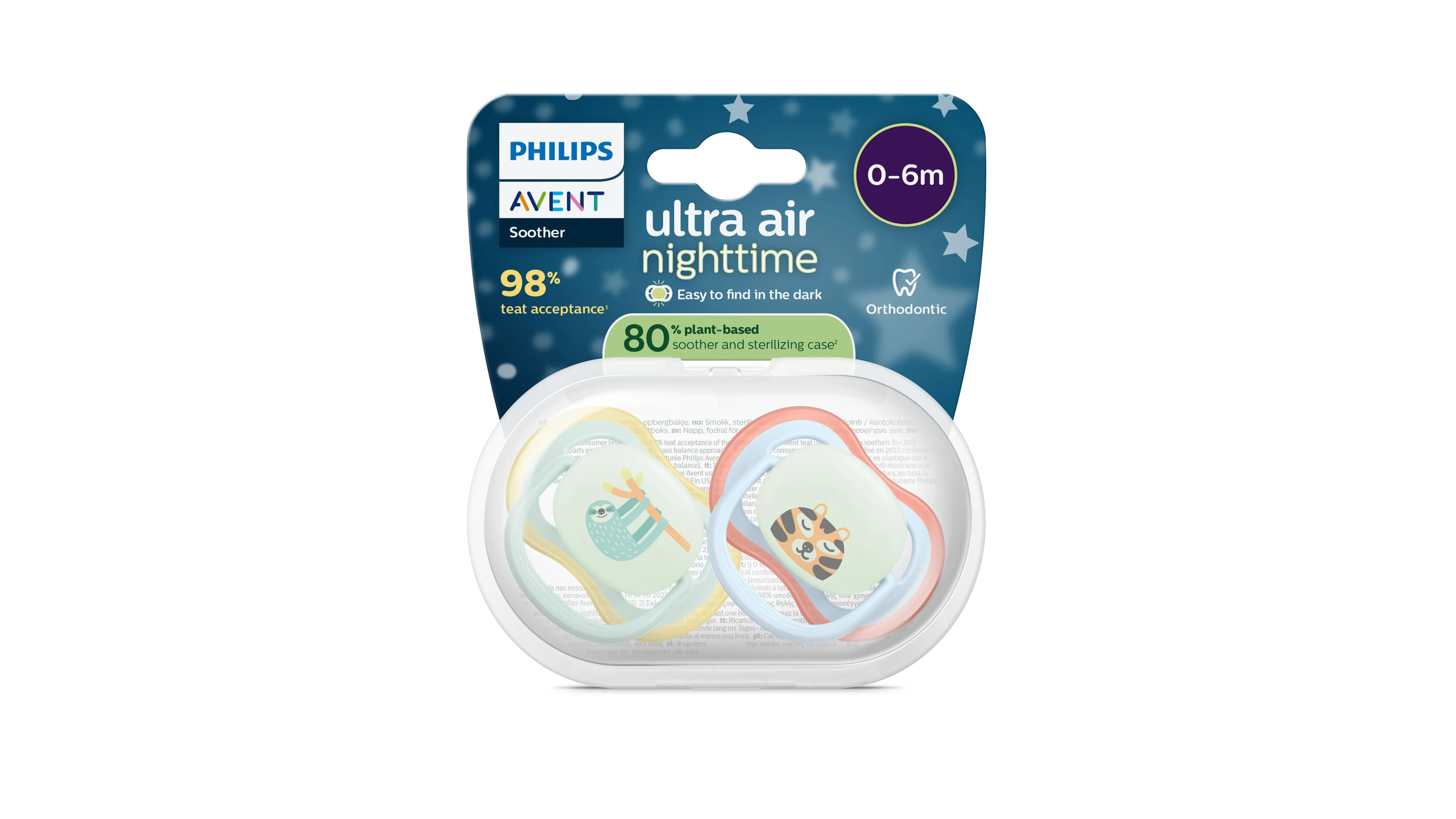Philips AVENT - Cumlík Ultra air s obrázkom SCF376/24, nočný 0-6 m, chlapec 2 ks