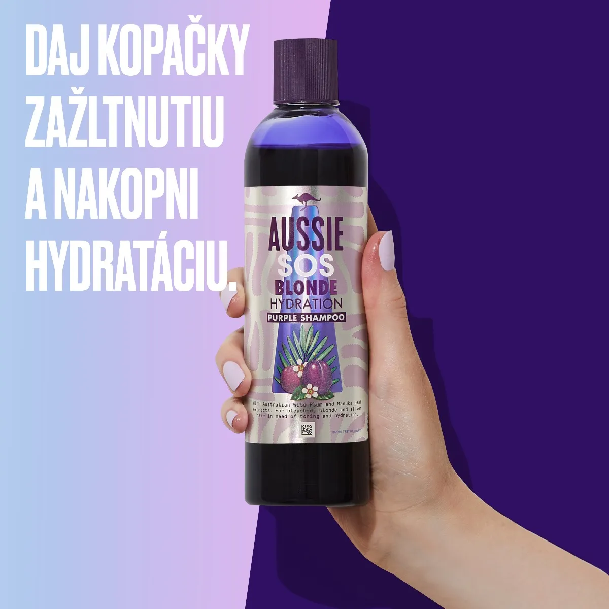 Aussie SOS Blonde Hydratačný fialový šampón 1×290ml, hydratačný šampón