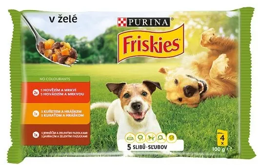 FRISKIES ADULT Dog Multipack 10(4x100g) - hovädzie/kura/jahňacie v želé