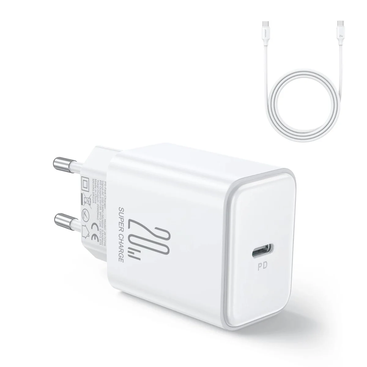 Joyroom JR-TCF06 sieťová nabíjačka USB-C 20W + kábel USB-C, biela