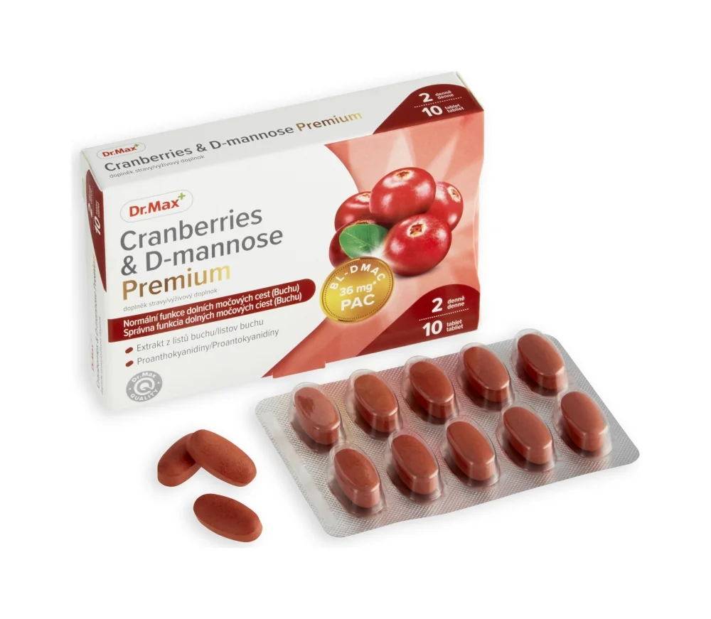 Dr. Max Cranberries & D-mannose Premium 1×10 tbl, výživový doplnok