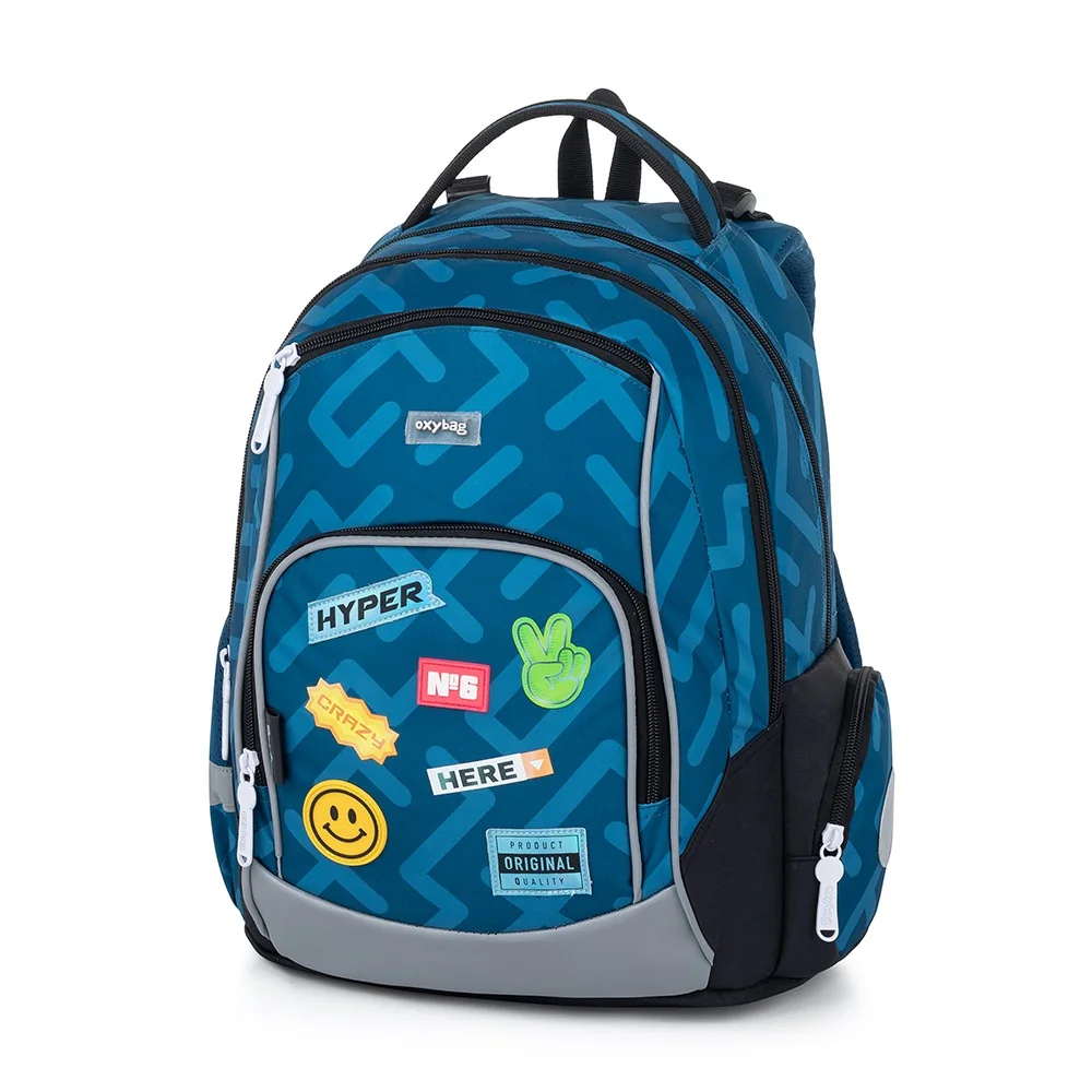 Školský batoh OXY GO Stickers ergonomický, modrý