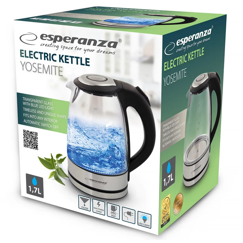 Kanvica rýchlovarná ESPERANZA EKK012 1,7L GLAS Yosemite
