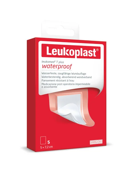 Leukoplast® Leukomed® T plus absorpčná náplasť na rany, vodeodolná, 5x7,2 cm, 1x5 ks