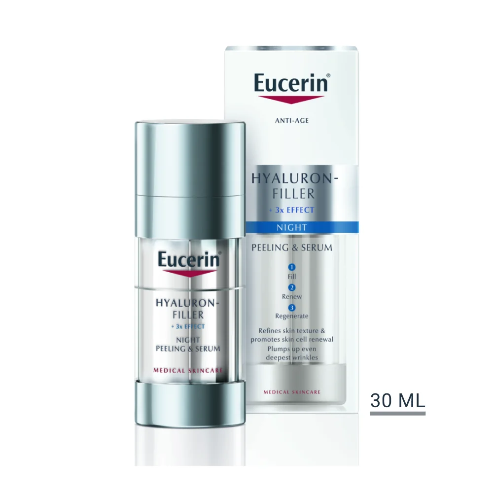 Eucerin HYALURON-FILLER + 3x EFFECT Nočné obnovujúce & vypĺňajúce sérum 1×30 ml, obnovujúce a vypĺňajúce