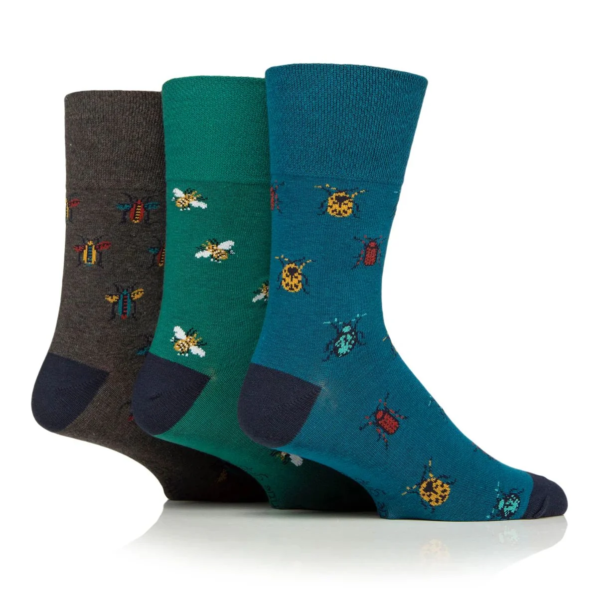 Pánske 3 páry bavlnené ponožky RHS Gentle Grip INSECTS Veľkosť ponožiek 39-45