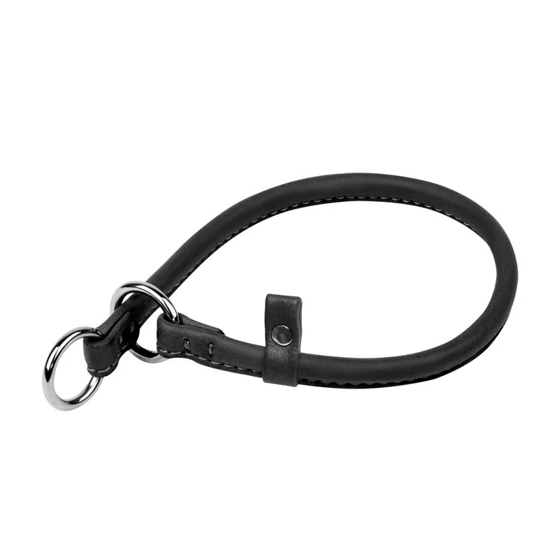 Okrúhly obojok Soft kožený sťahovací čierny, Obvod krku: 60 cm, širka: 13 mm