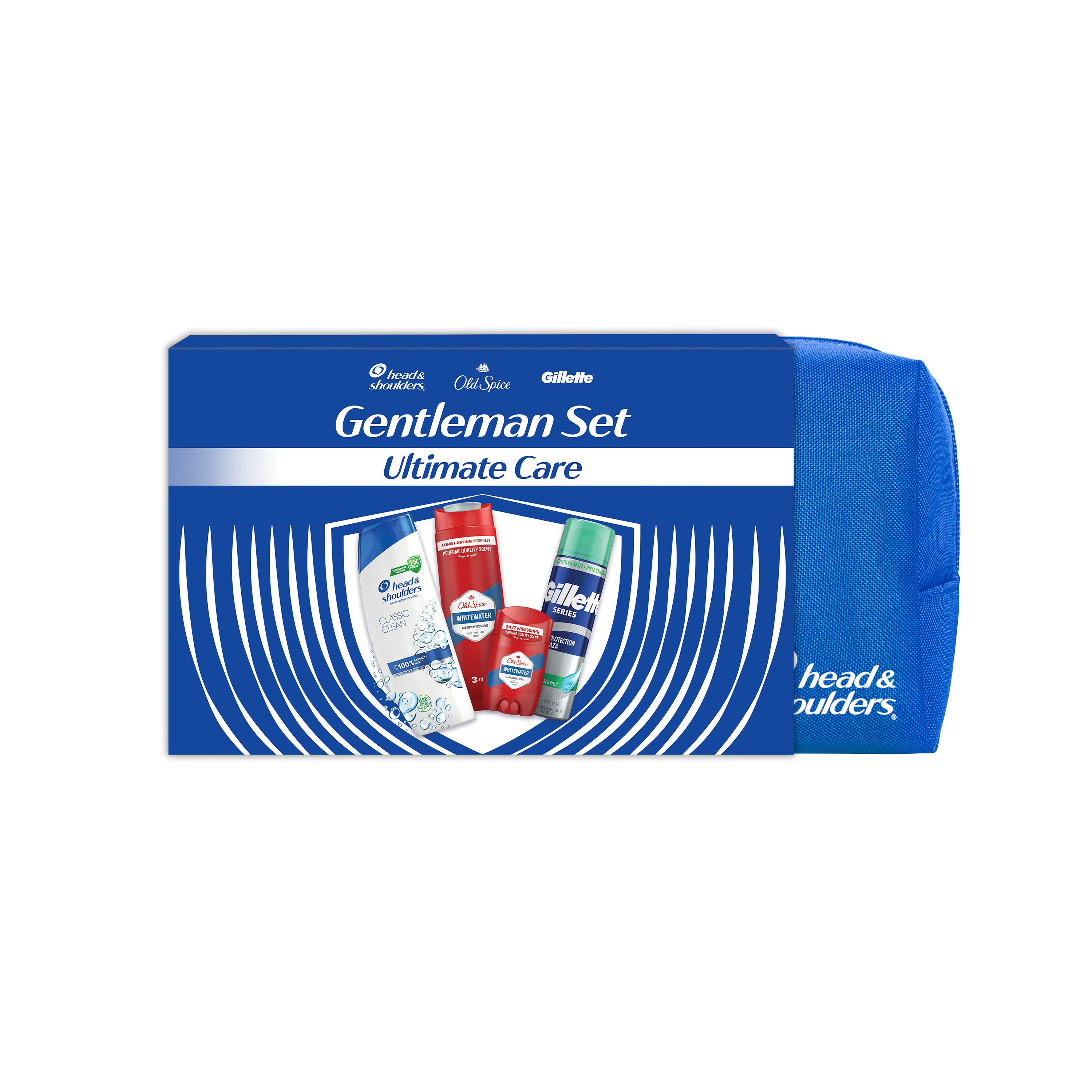 Gillette darčeková sada: gél na holenie 200 ml, dezodorant Old Spice Whitewater 50 ml, sprchový gél 3v1, šampón proti lupinám Head & Shoulders 250 ml 1 set