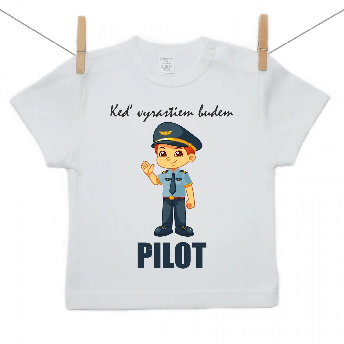 Boodyy Tričko s krátkym rukávom Keď vyrastiem budem pilot Veľkosť: 68
