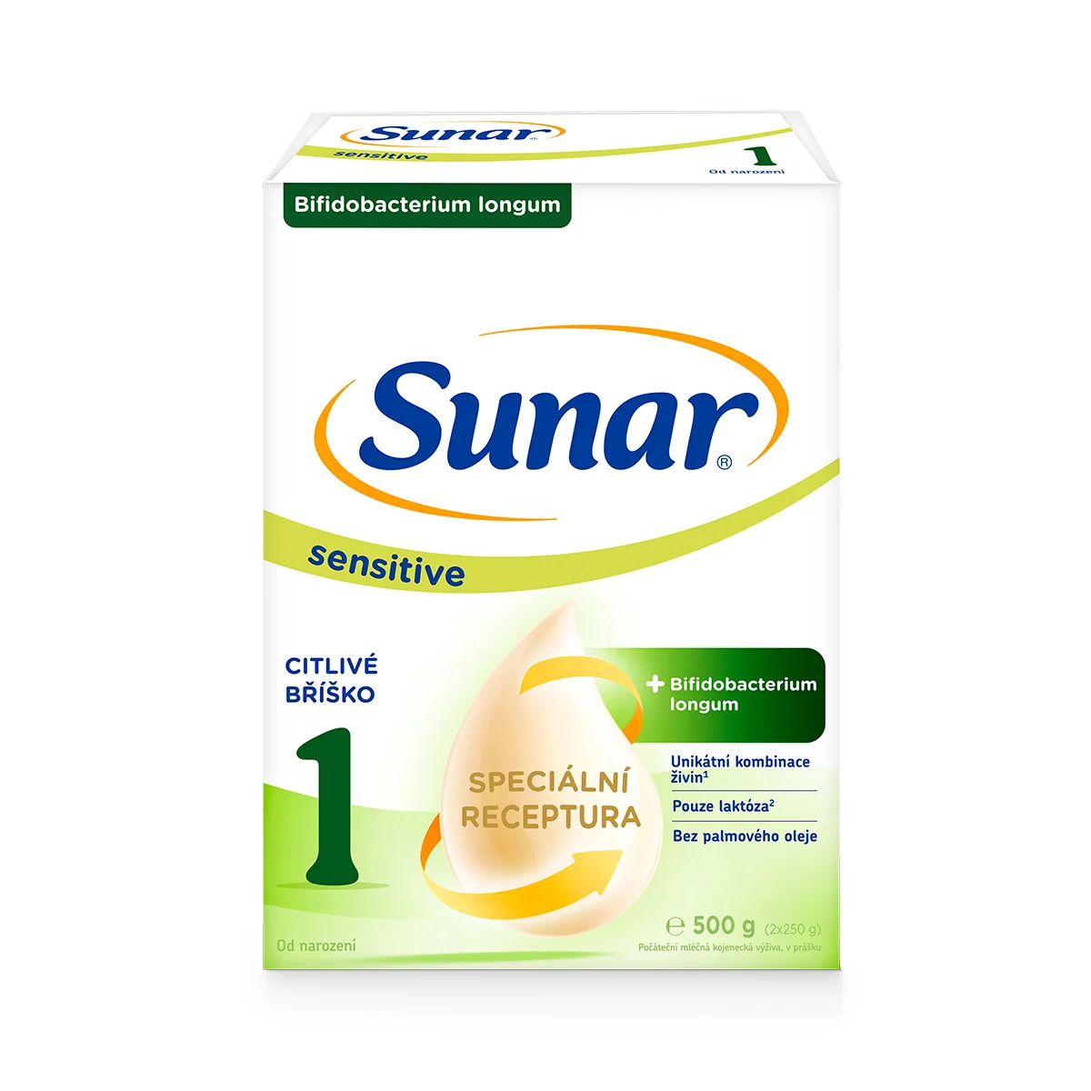Sunar Sensitive 1,  počiatočné dojčenské mlieko 500 g 1 x 500 g, dojčenská výživa pre dojčatá od narodenia