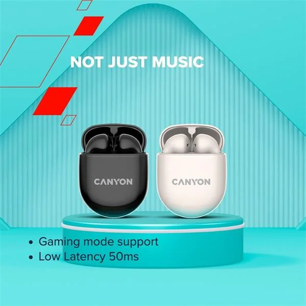 Canyon TWS-6, True Wireless Bluetooth slúchadlá do uší, nabíjacia stanica v kazete, čierne 1×1 ks, slúchadlá