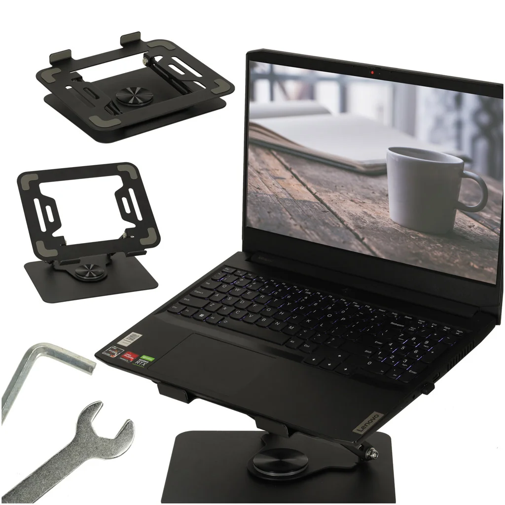 Nastaviteľný stojan na notebook s 360° otočnou základňou – kovový ergonomický držiak